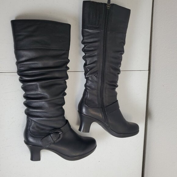 Dansko' Brinkley' Black Ruched Nappa Leather Knee-High Boots EUR 37 (6.5-7 US) - Picture 7 of 15